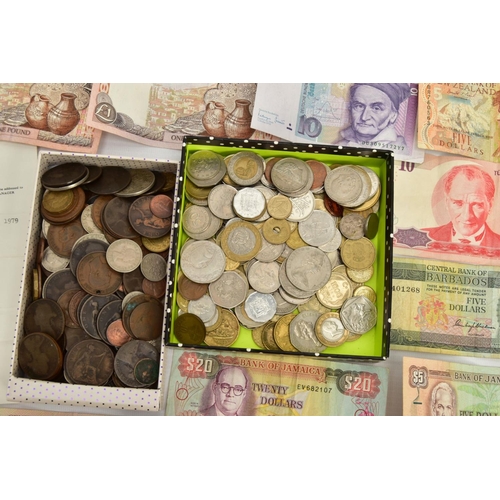 207 - A SHOEBOX OF MIXED WORLD COINS, to inclue a small amount of silver content coins with some euro coin... 