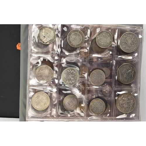 215 - TWO COIN ALBUMS AND SMALL WOODEN BOX OF WORLD COINS, to include UK 1847 young head Victoria crown co... 