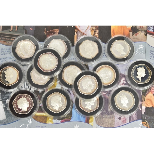 235 - ROYAL MINT UNITED KINGDOM SET OF FIFTEEN STERLING SILVER PROOF CROWNS, all are 28.28g by the royal m... 