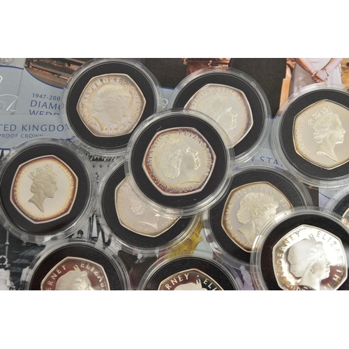 235 - ROYAL MINT UNITED KINGDOM SET OF FIFTEEN STERLING SILVER PROOF CROWNS, all are 28.28g by the royal m... 