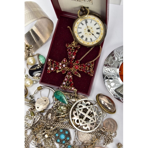 50 - AN ASSORTMENT OF SILVER AND WHITE METAL JEWELLERY, to include a pair of drop earrings hallmarked sil... 