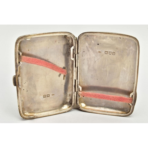 55 - TWO SILVER CIGARETTE CASES, the first of a rounded rectangular form, engine turned design with a vac... 