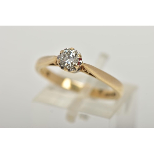 80 - A 9CT GOLD SINGLE STONE DIAMOND RING, round brilliant cut diamond in a six claw setting, stamped dia... 