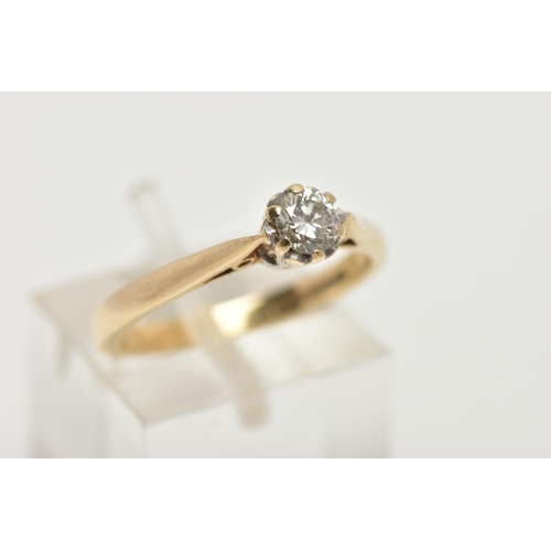 80 - A 9CT GOLD SINGLE STONE DIAMOND RING, round brilliant cut diamond in a six claw setting, stamped dia... 