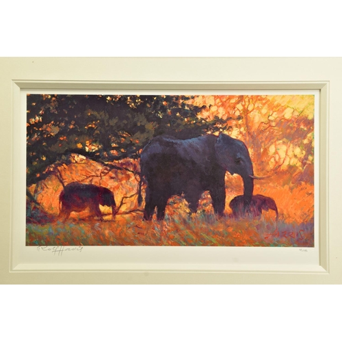 415 - ROLF HARRIS (AUSTRALIAN 1930) 'BACKLIT GOLD' a limited edition print 93/195 depicting elephants, sig... 