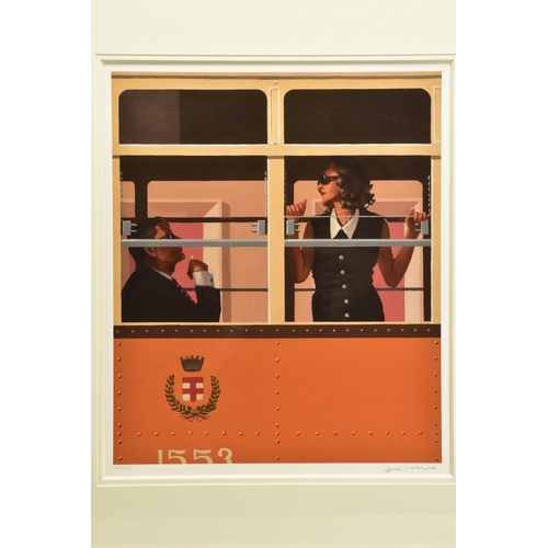 422 - JACK VETTRIANO (BRITISH 1951) 'THE LOOK OF LOVE', a signed limited edition print of figures on a tra... 