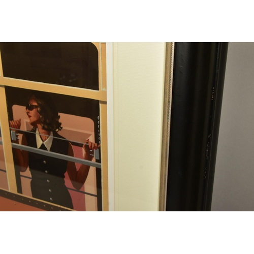 422 - JACK VETTRIANO (BRITISH 1951) 'THE LOOK OF LOVE', a signed limited edition print of figures on a tra... 