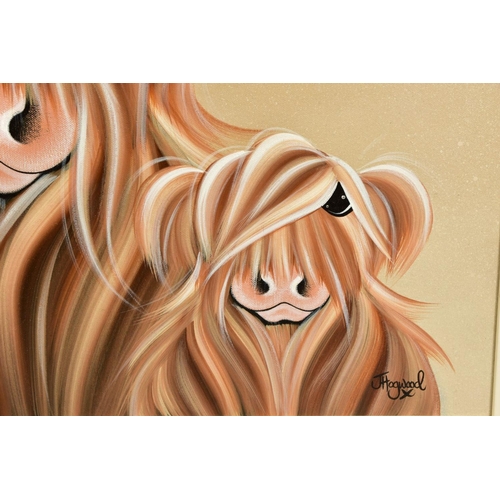 429 - JENNIFER HOGWOOD (BRITISH 1980) 'THE FIVE MOO-SKETERS', a family of Highland cows, signed bottom rig... 