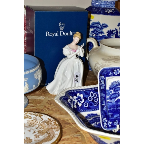 437 - A GROUP OF CERAMICS, to include a boxed Royal Doulton Denise HN2477 figurine, a Royal Crown Derby Im... 