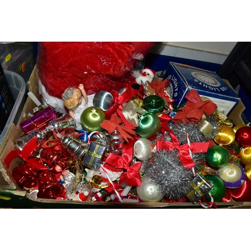 443 - FIVE BOXES AND LOOSE CERAMICS, PICTURES, CHRISTMAS DECORATIONS, CDS AND SUNDRY ITEMS, to include a t... 