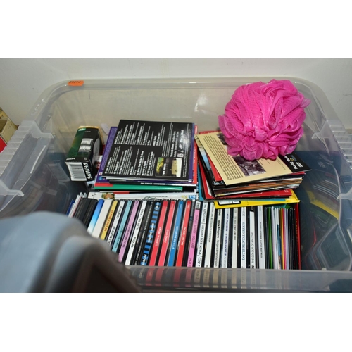 443 - FIVE BOXES AND LOOSE CERAMICS, PICTURES, CHRISTMAS DECORATIONS, CDS AND SUNDRY ITEMS, to include a t... 