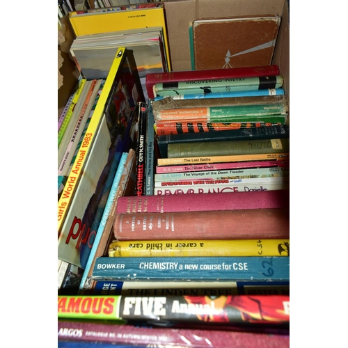 444 - FOUR BOXES OF BOOKS AND MAGAZINES, approximately one hundred and twenty books with titles to include... 