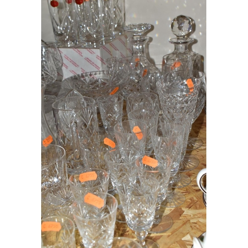 449 - A GROUP OF CUT CRYSTAL AND OTHER GLASSWARES, more than forty pieces to include square and round deca... 