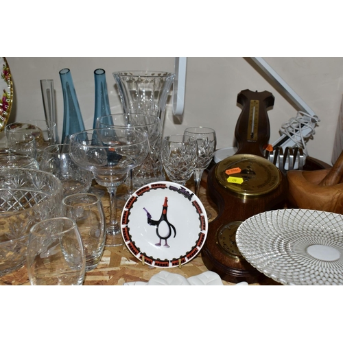 450 - A GROUP OF CERAMICS, GLASSWARES, A PROPELLER AND SUNDRY ITEMS, to include a Typhoon frosted glass bu... 