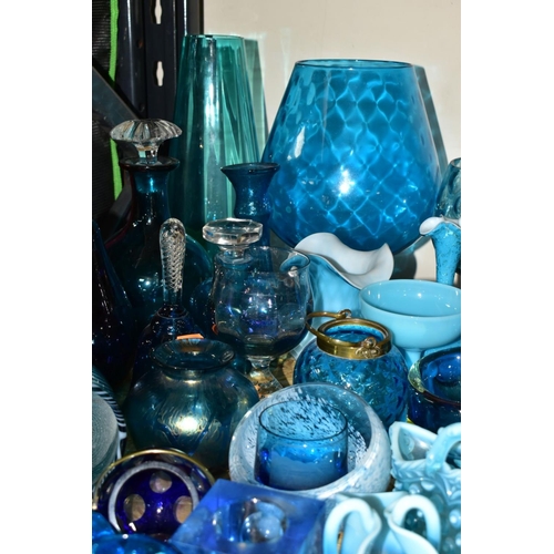 452 - A COLLECTION OF BLUE GLASSWARES, approximately forty five pieces to include a small, cut clear and b... 