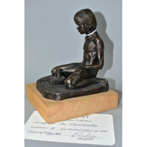 469 - NEIL GODFREY (B.1937) 'THE WOLDINGHAM COLLECTION - THE SANDCASTLE' BRONZED RESIN LIMITED EDITION SCU... 