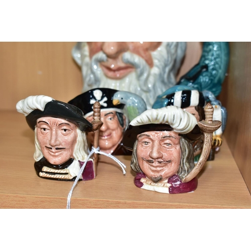 473 - FIVE ROYAL DOULTON CHARACTER JUGS, comprising large 'Neptune' D6548 (large chip to inside of crown a... 