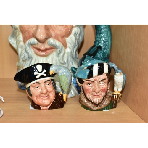 473 - FIVE ROYAL DOULTON CHARACTER JUGS, comprising large 'Neptune' D6548 (large chip to inside of crown a... 