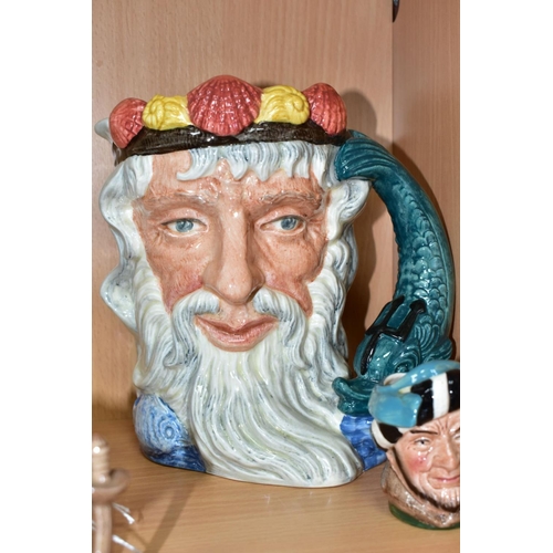 473 - FIVE ROYAL DOULTON CHARACTER JUGS, comprising large 'Neptune' D6548 (large chip to inside of crown a... 