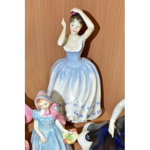 481 - TEN ROYAL DOULTON LADY AND GIRL FIGURES, comprising 'Cissie' HN1809 (minor nibble to leaf), 'Wendy' ... 