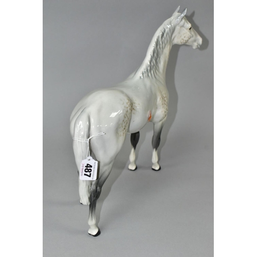 487 - A BESWICK LARGE HUNTER, SECOND VERSION, MODEL NO.1734, in grey gloss, height 30cm (Condition report:... 