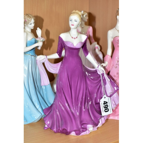 490 - SIX COALPORT, ROYAL WORCESTER AND ROYAL DOULTON LADY FIGURES, comprising Royal Worcester 'Les Petite... 