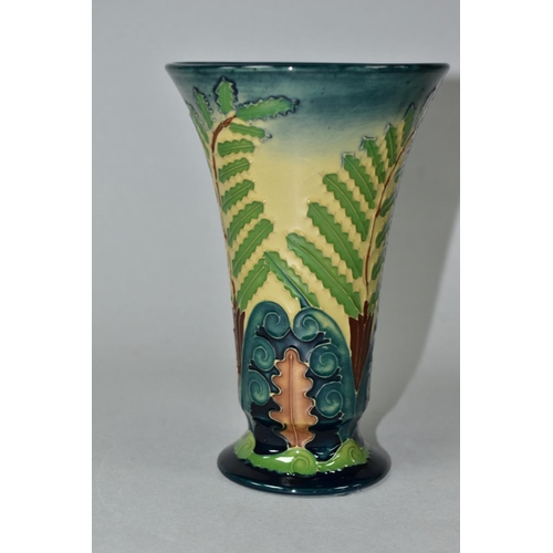 495 - A MOORCROFT POTTERY LIMITED EDITION PONGO FERN CONICAL FOOTED VASE, no.119/150, commissioned by Tanf... 