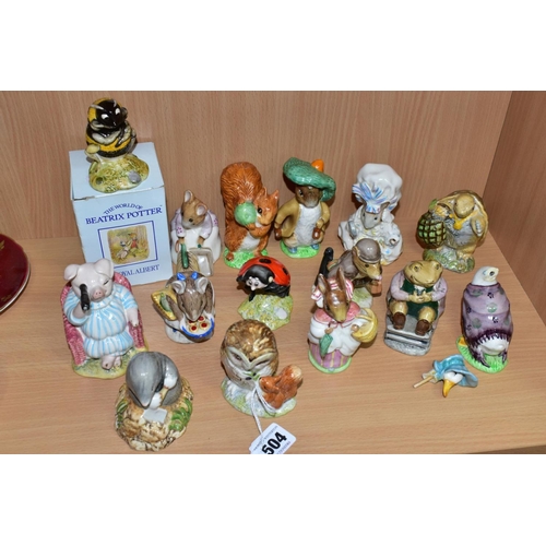 504 - THIRTEEN BESWICK BEATRIX POTTER CHARACTER FIGURES AND BY ROYAL ALBERT, the Beswick comprising 'Jemim... 