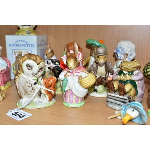 504 - THIRTEEN BESWICK BEATRIX POTTER CHARACTER FIGURES AND BY ROYAL ALBERT, the Beswick comprising 'Jemim... 