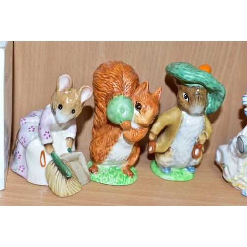 504 - THIRTEEN BESWICK BEATRIX POTTER CHARACTER FIGURES AND BY ROYAL ALBERT, the Beswick comprising 'Jemim... 