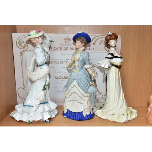 520 - FOUR WEDGWOOD FOR SPINK LIMITED EDITION BISQUE LADY FIGURES AND TWO COALPORT LIMITED EDITION LADY FI... 