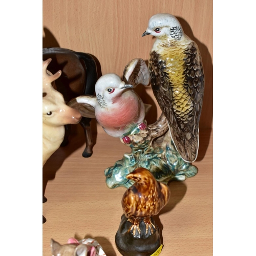 526 - FIVE BESWICK ANIMAL AND BIRD FIGURES AND A ROYAL DOULTON 'MR TOADFLAX' BRAMBLY HEDGE FIGURE, D. BH10... 