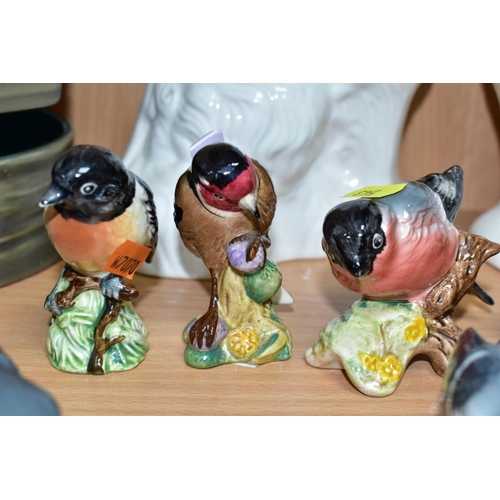 543 - TEN BESWICK ANIMAL AND BIRD FIGURES AND TWO BESWICK VASES/PLANTERS, comprising a pair of white glaze... 