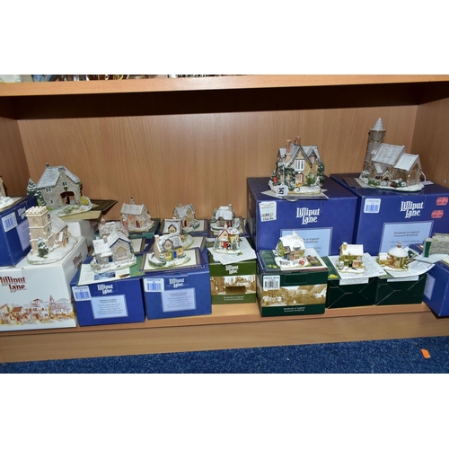 547 - SEVENTEEN BOXED LILLIPUT LANE SCULPTURES FROM VARIOUS CHRISTMAS/SPECIAL COLLECTIONS, with deeds exce... 