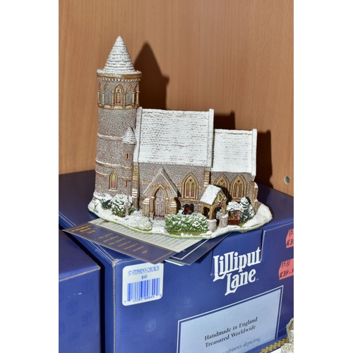 547 - SEVENTEEN BOXED LILLIPUT LANE SCULPTURES FROM VARIOUS CHRISTMAS/SPECIAL COLLECTIONS, with deeds exce... 