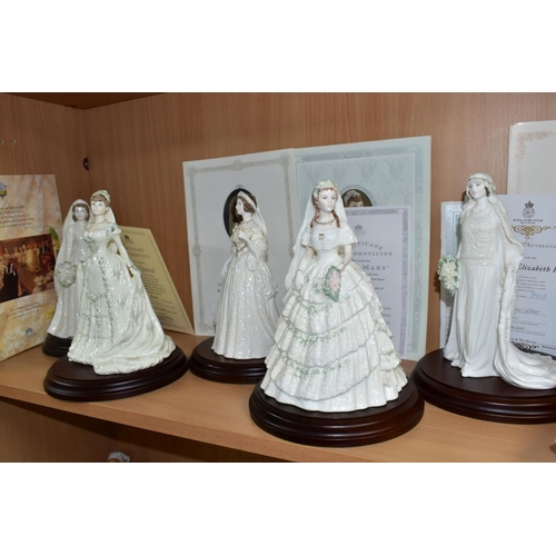 552 - FIVE COALPORT LIMITED EDITION ROYAL BRIDES FIGURINES, each with circular wooden plinth, comprising '... 