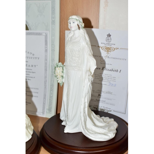 552 - FIVE COALPORT LIMITED EDITION ROYAL BRIDES FIGURINES, each with circular wooden plinth, comprising '... 