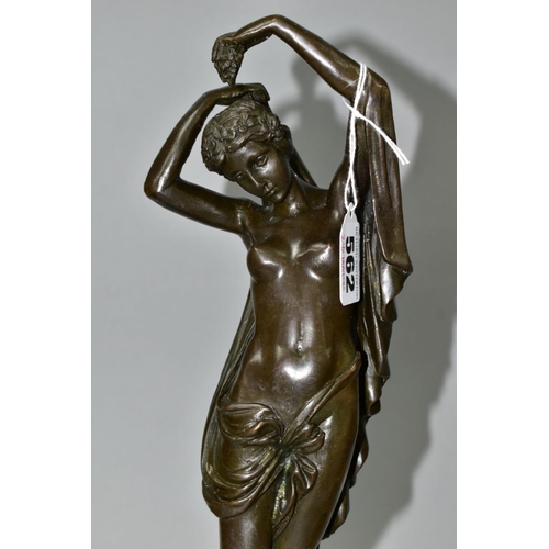 562 - TWO BOXED REPRODUCTION BRONZES OF FEMALE NUDES, one with a cherub, on marble style plinths, tallest ... 