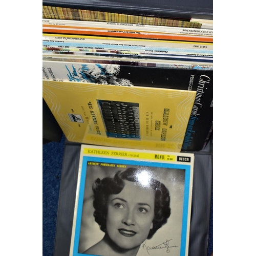 602 - THREE RECORD CASES AND A PLASTIC BOX OF CLASSICAL AND OPERATIC MUSIC ETC, to include recordings by E... 