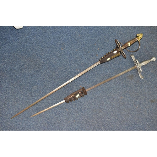 617 - THREE DECORATIVE SWORDS COMPRISING A REPLICA  CONNOR MACLEOD SWORD FROM THE HIGHLANDER FILM, approxi... 