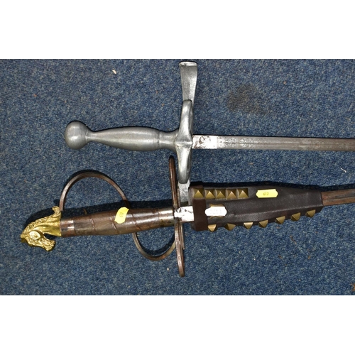 617 - THREE DECORATIVE SWORDS COMPRISING A REPLICA  CONNOR MACLEOD SWORD FROM THE HIGHLANDER FILM, approxi... 