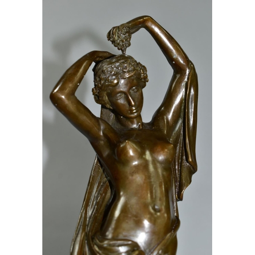 618 - TWO BOXED REPRODUCTION BRONZES OF FEMALE NUDES, one with a cherub, on marble style plinths, tallest ... 