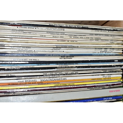 622 - THREE BOXES CONTAINING APPROX ONE HUNDRED AND SIXTY LPs including a number by The Shadows and Nat 'K... 