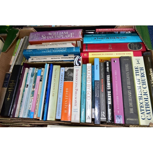 630 - BOOKS, a collection of two hundred titles in six boxes, subjects include religion, psychology, philo... 