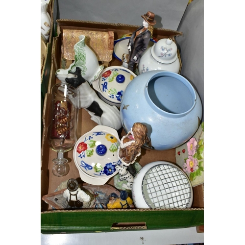 634 - SEVEN BOXES OF CERAMICS AND GLASSWARES, to include a Coalport April pattern rose bowl and vase, a ni... 