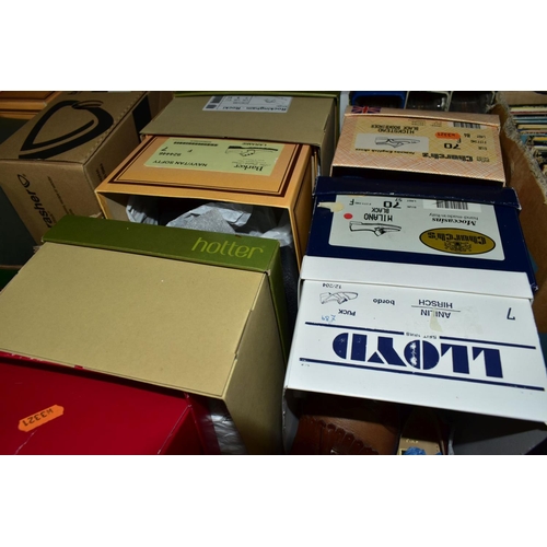 636 - THREE BOXES OF MEN'S SHOES, twenty four mainly boxed pairs, brands to include Crockett and Jones, Ba... 