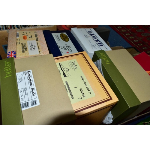 636 - THREE BOXES OF MEN'S SHOES, twenty four mainly boxed pairs, brands to include Crockett and Jones, Ba... 