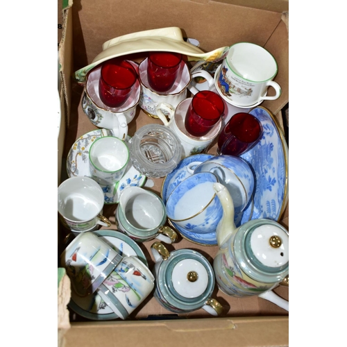 639 - THREE BOXES AND LOOSE CERAMICS AND GLASSWARES, to include a boxed Royal Doulton Anna HN4095 figurine... 