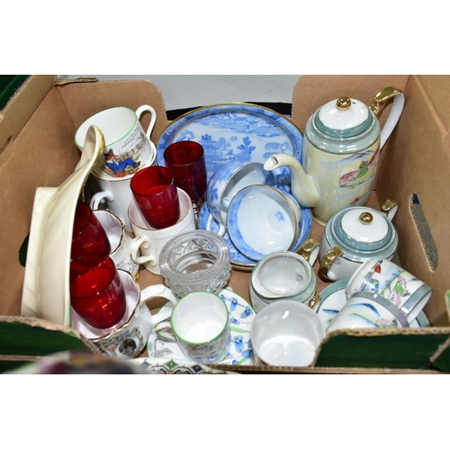 639 - THREE BOXES AND LOOSE CERAMICS AND GLASSWARES, to include a boxed Royal Doulton Anna HN4095 figurine... 