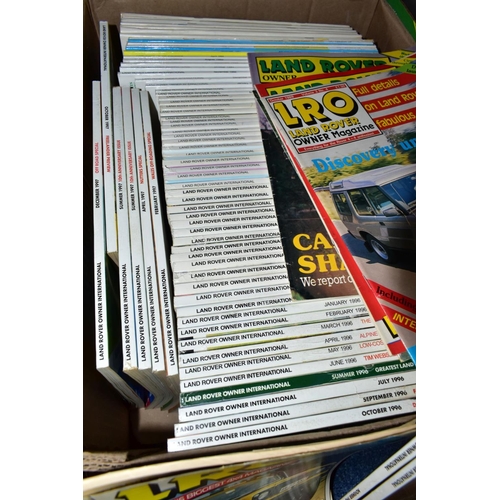 642 - MAGAZINES, a collection of over 285 LAND ROVER publications in four boxes to include Land Rover Inte... 